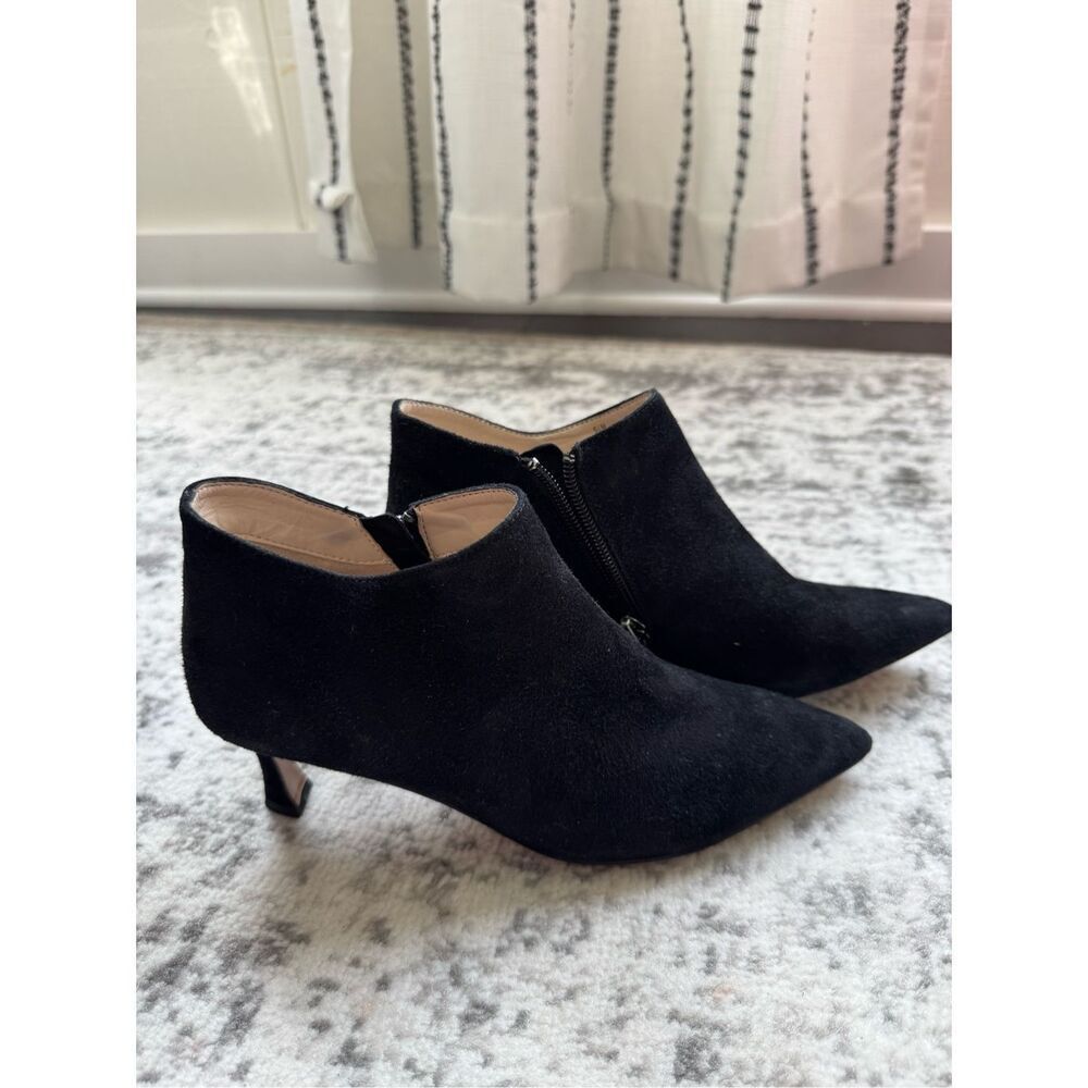 PELLE MODA Black Suede Pointy Toe Suede Ankle Bootie